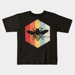 Retro 70s Beekeeper Bee Hexagon Kids T-Shirt