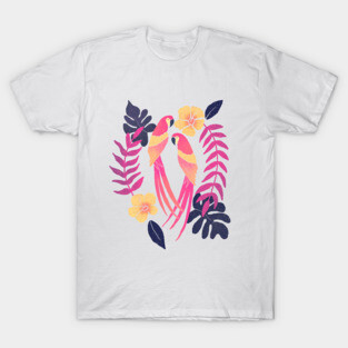 Tropical sunset parrots T-Shirt