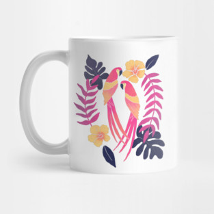 Tropical sunset parrots Mug