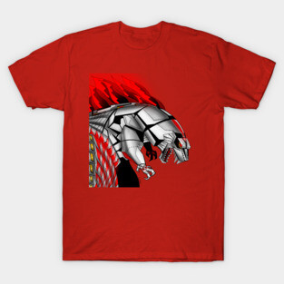 the mecha monster kaiju in flames T-Shirt