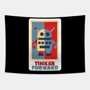 Tinker Robot Tri Color Retro Tapestry