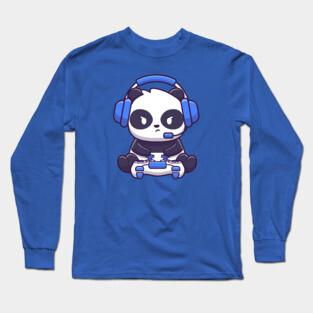 Cute panda gaming Long Sleeve T-Shirt