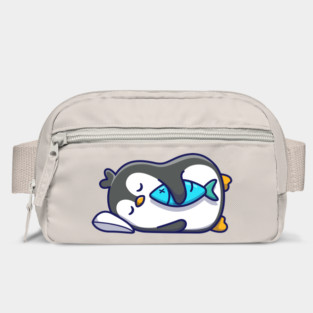 Cute penguin sleeping with fish Bag