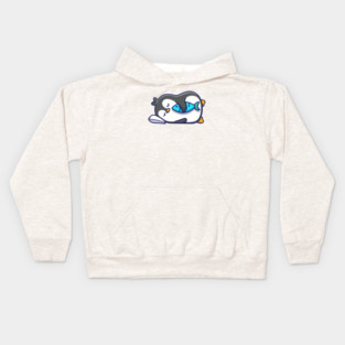 Cute penguin sleeping with fish Kids Hoodie