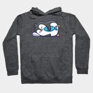 Cute penguin sleeping with fish Hoodie