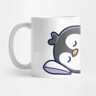 Cute penguin sleeping with fish Mug