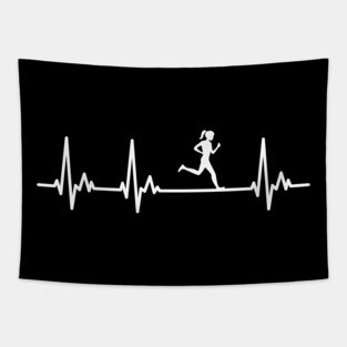 Female Runner My Heart Beats for Running Tapestry