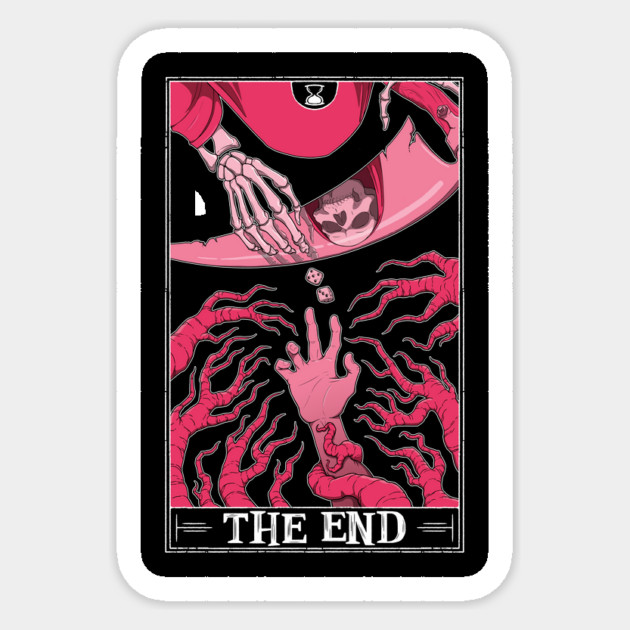 The End Tarot (dark shirt) Sticker by Rusty Quill