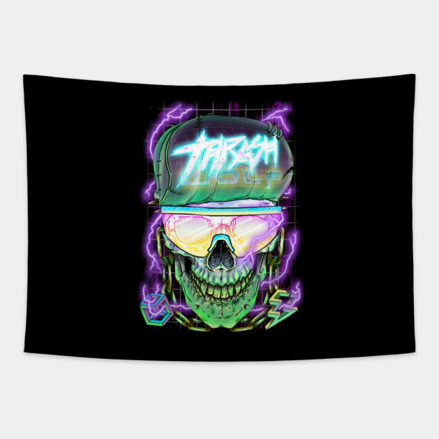 Electro Thrash Skull Tapestry by thrashwolf