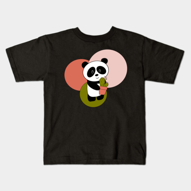 Cactus Panda Kids T-Shirt by 1000 Pandas