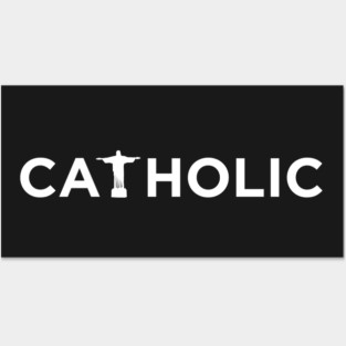 "CATHOLIC" Jesus Outstretched Arms Posters and Art