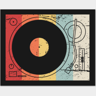 Retro 70s Record Player Posters and Art
