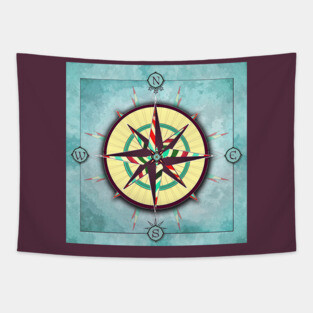 Bright Stripes Compass Tapestry