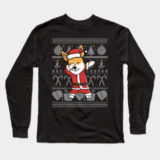 Dabbing Corgi Ugly Christmas Sweater Graphic Long Sleeve T-Shirt