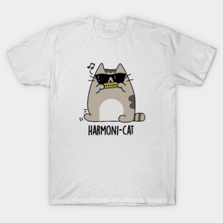 Harmoni-cat Cute Harmonica Cat Pun T-Shirt