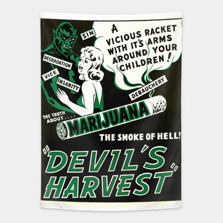 1940s propaganda film poster - Devil's harvest Tapestry