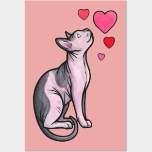 Sphynx cat love Posters and Art