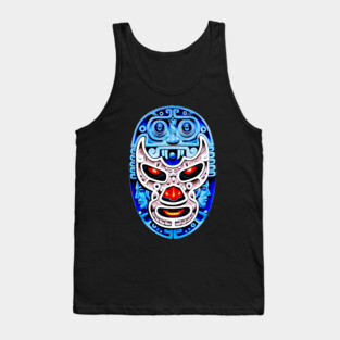 Blue Demon Lucha Libre Wrestler Aztec Design Tank Top