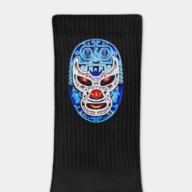 Blue Demon Lucha Libre Wrestler Aztec Design by MrLuchador