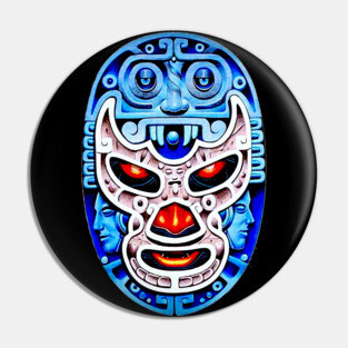 Blue Demon Lucha Libre Wrestler Aztec Design Pin