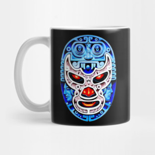 Blue Demon Lucha Libre Wrestler Aztec Design Mug