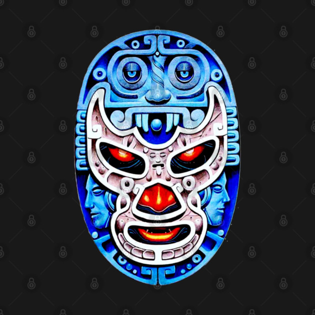 Blue Demon Lucha Libre Wrestler Aztec Design by MrLuchador