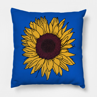 Sun Flower Line Drawing Pillow