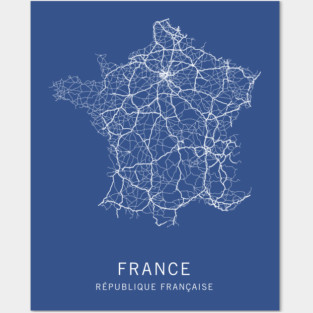 France Road Map Posters and Art