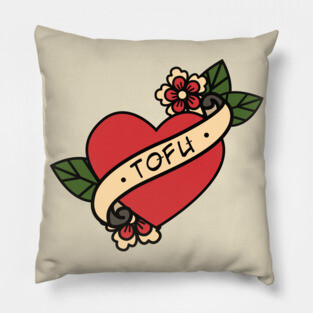 Old School Love Tofu Tattoo Pillow