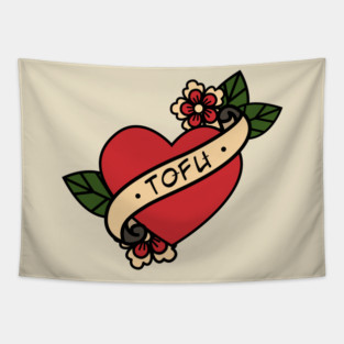 Old School Love Tofu Tattoo Tapestry