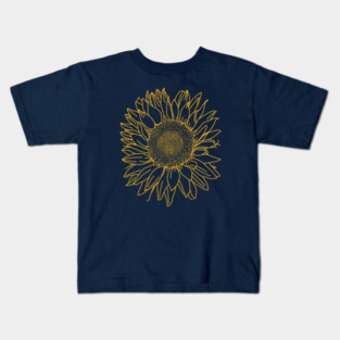 Sunflower Yellow Nature Line Drawing Kids T-Shirt