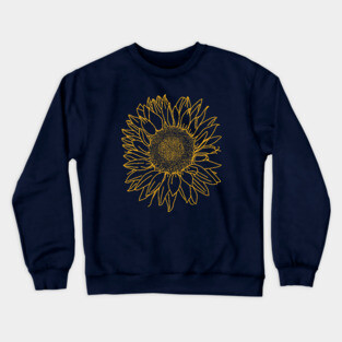 Sunflower Yellow Nature Line Drawing Crewneck Sweatshirt