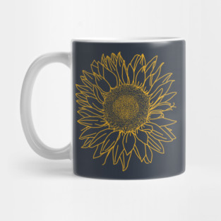 Sunflower Yellow Nature Line Drawing Mug
