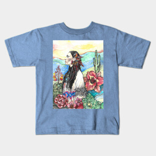 Desert Rose - Native American Woman Kids T-Shirt