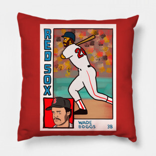 Wade Boggs - Homer at the Bat Inspired Red Sox Baseball Card Parody Tee Pillow