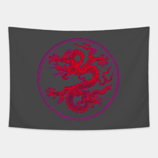 Red Colorful Chinese Dragon Art Tapestry