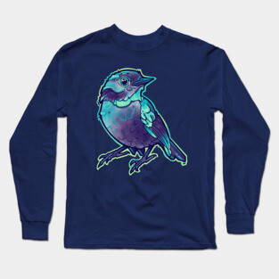 aqua blue little cute bird Long Sleeve T-Shirt