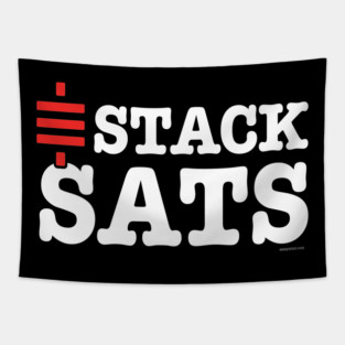 I [sat symbol] STACK SATS Tapestry