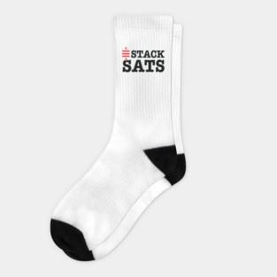 I (sat symbol) STACK SATS (light) Socks
