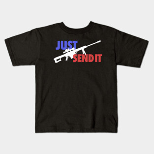 JUST SEND IT - Red, White & Blue - Black Background Kids T-Shirt