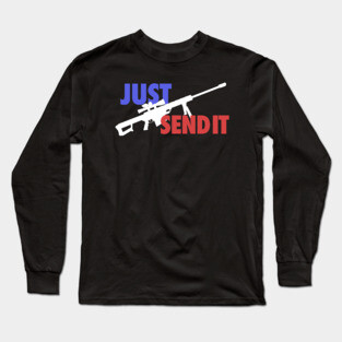 JUST SEND IT - Red, White & Blue - Black Background Long Sleeve T-Shirt
