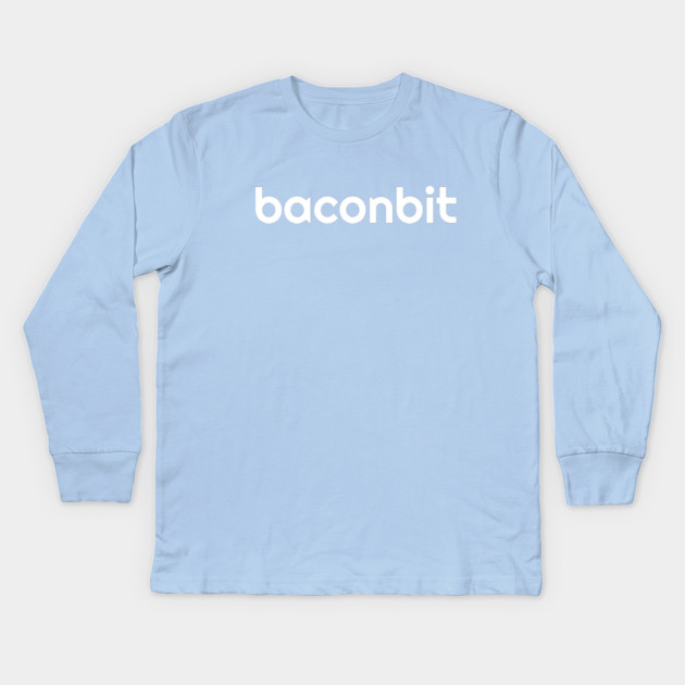 BaconBit - White Print Kids Long Sleeve T-Shirt by baconsale