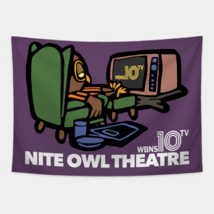 Nite Owl Theatre - Retro Defunct Horror Host Movie Series Tapestry
