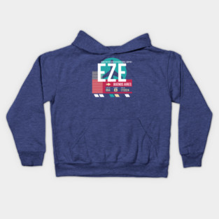 Buenos Aries, Argentina (EZE) Airport Code Baggage Tag E Kids Hoodie