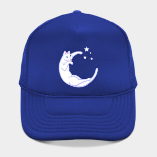Playful Lunar Cat Moon and Stars Hat