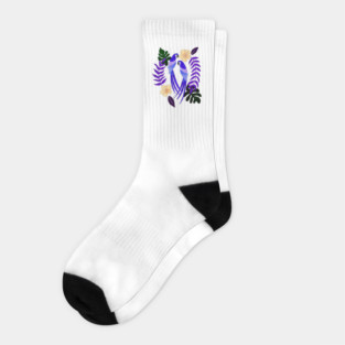 Purple tropical parrots Socks