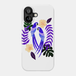 Purple tropical parrots Phone Case
