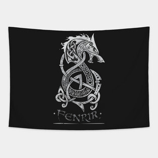Fenrir: The Monster Wolf of Norse Mythology (Gray) Tapestry