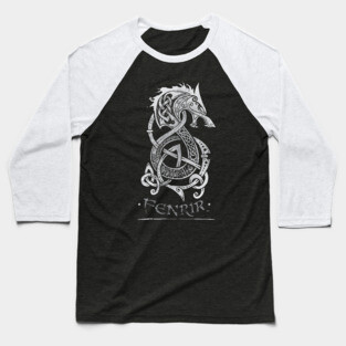 Fenrir: The Monster Wolf of Norse Mythology (Gray) Baseball T-Shirt