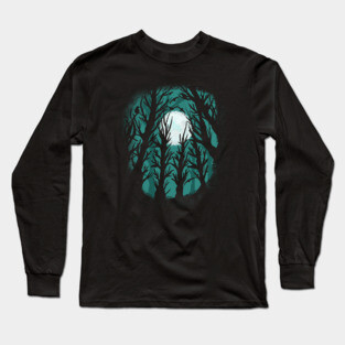 Spooky Haunted Forest Gothic Moon & Birds Long Sleeve T-Shirt
